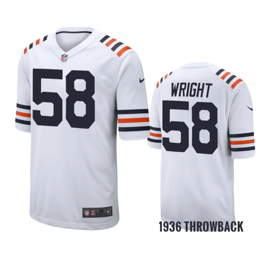 darnell wright bears white 1936 throwback jersey