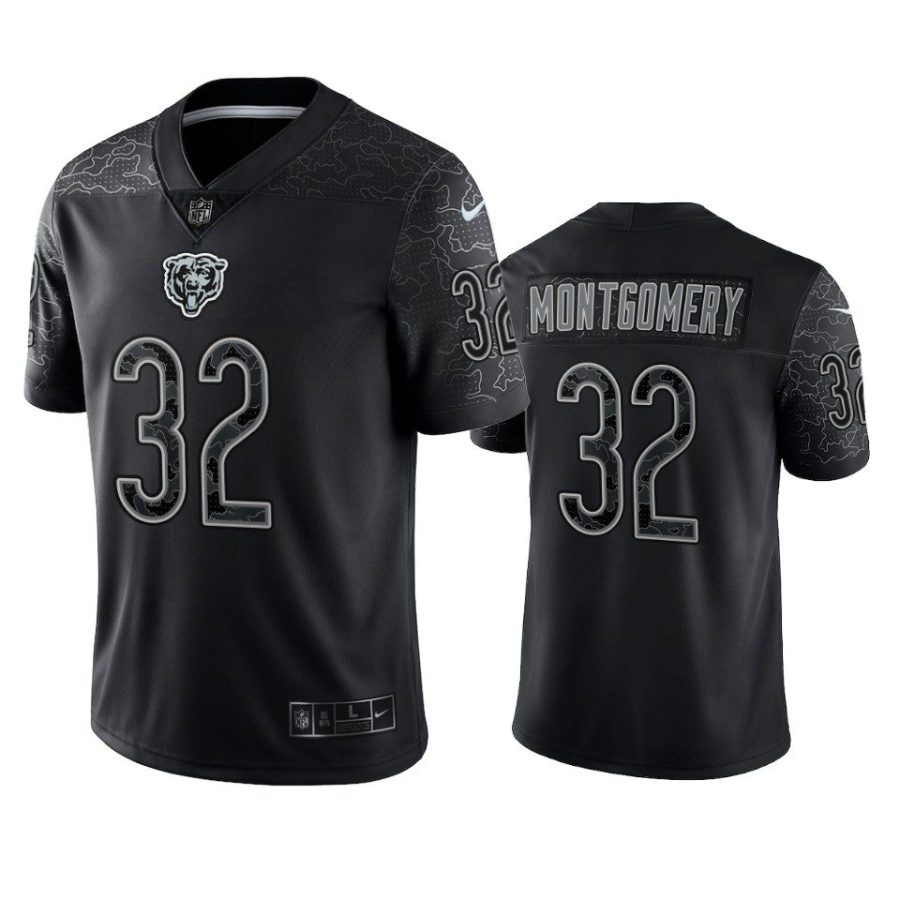 david montgomery bears reflective limited black jersey