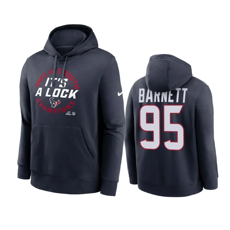 derek barnett texans navy 2023 afc south division champions locker room hoodie