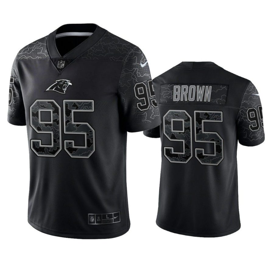 derrick brown panthers reflective limited black jersey