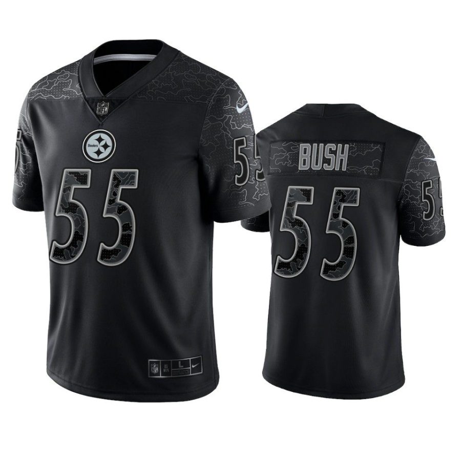 devin bush steelers black reflective limited jersey
