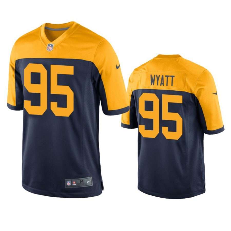 devonte wyatt packers throwback game navy jersey