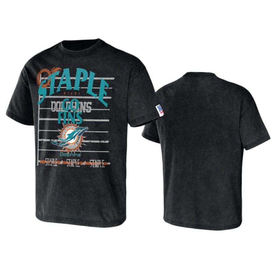 dolphins black staple throwback vintage wash t shirt