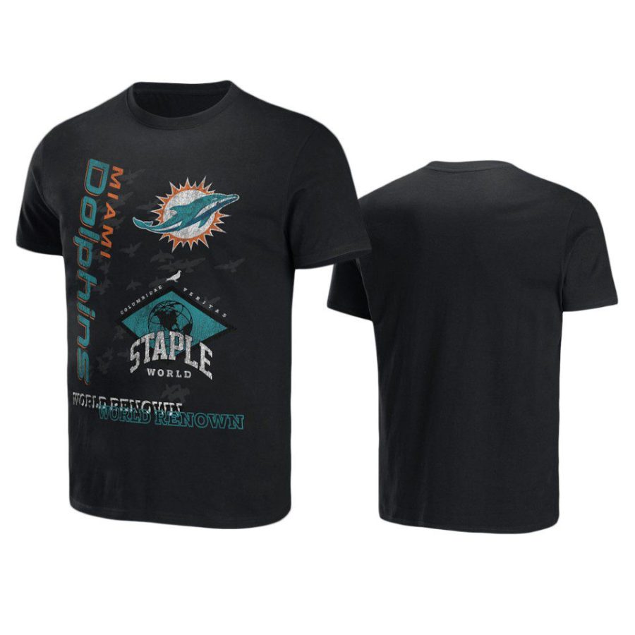 dolphins black staple world renowned t shirt