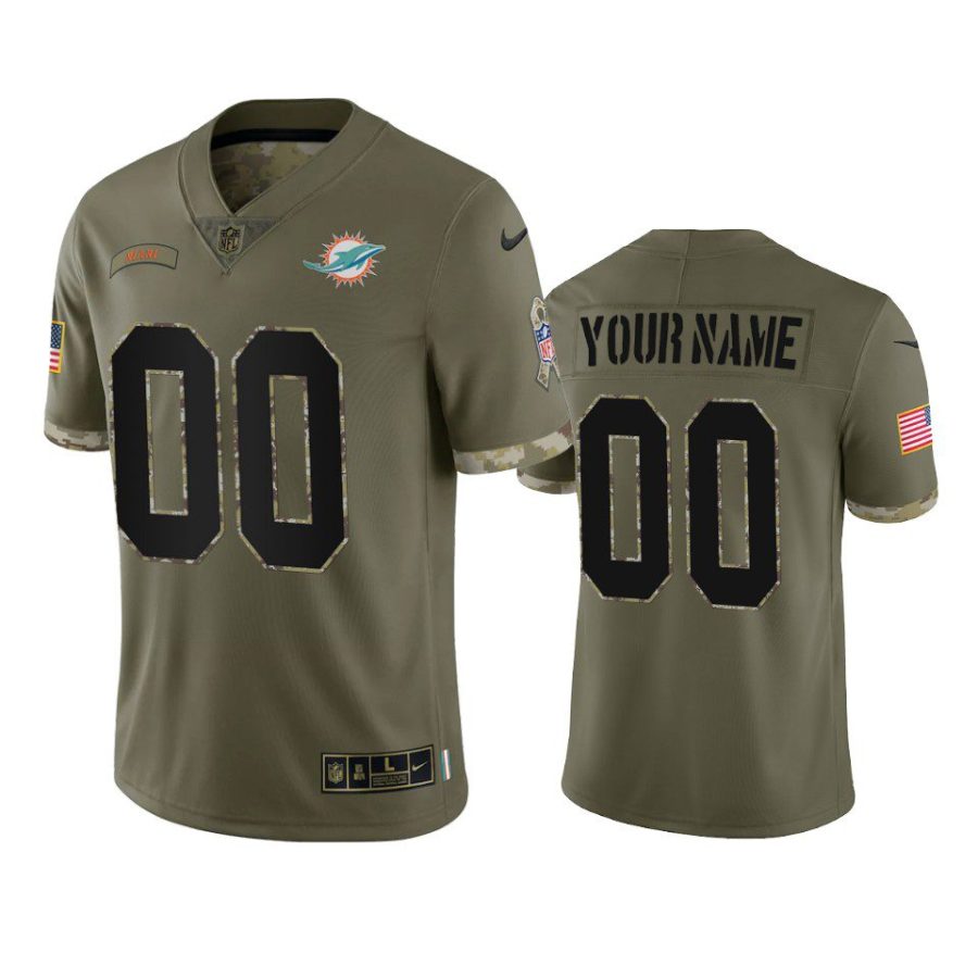 dolphins custom olive limited 2022 salute to service jersey