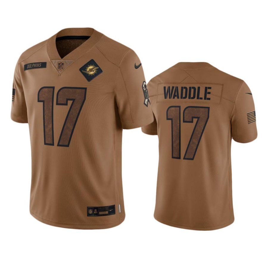 dolphins jaylen waddle limited 2023 salute to service brown jersey