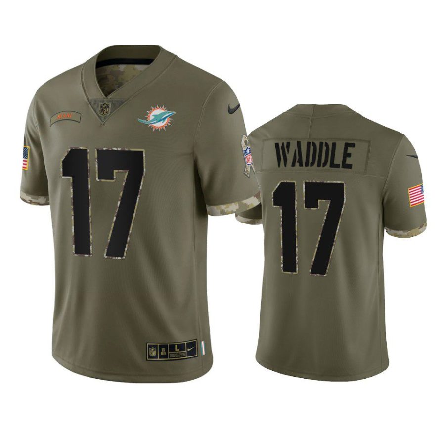 dolphins jaylen waddle olive limited 2022 salute to service jersey