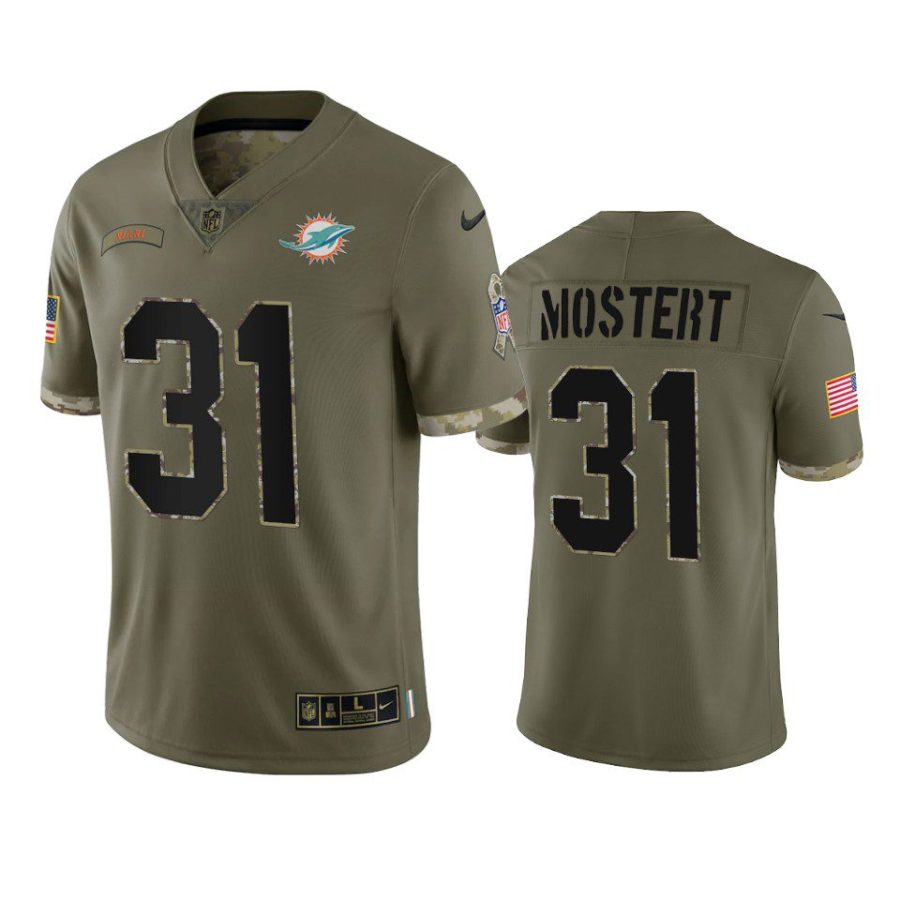 dolphins raheem mostert olive limited 2022 salute to service jersey