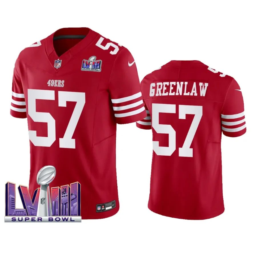 dre greenlaw 49ers scarlet super bowl lviii vapor fuse jersey