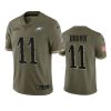 eagles a.j. brown 2022 salute to service olive jersey