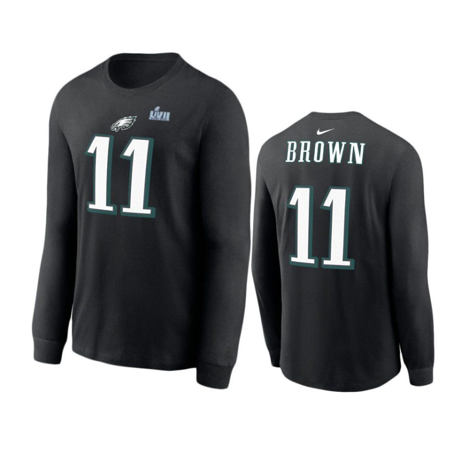 eagles a.j. brown black super bowl lvii long sleeve t shirt