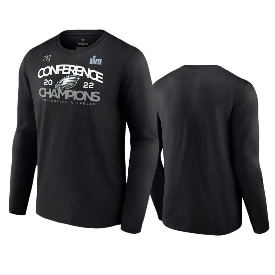 eagles black 2022 nfc champions shadow cast long sleeve t shirt