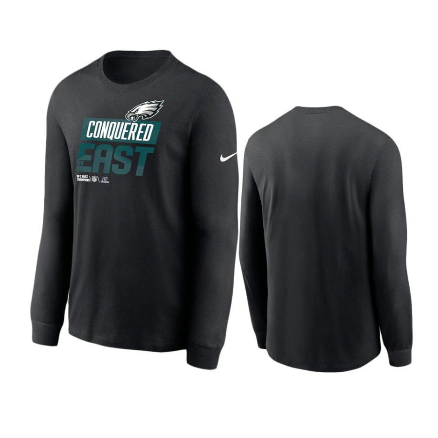 eagles black 2022 nfc east division champions long sleeve t shirt