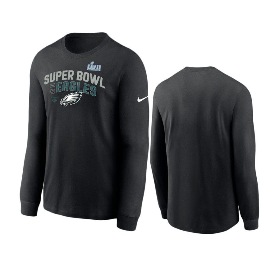 eagles black super bowl lvii lockup long sleeve t shirt