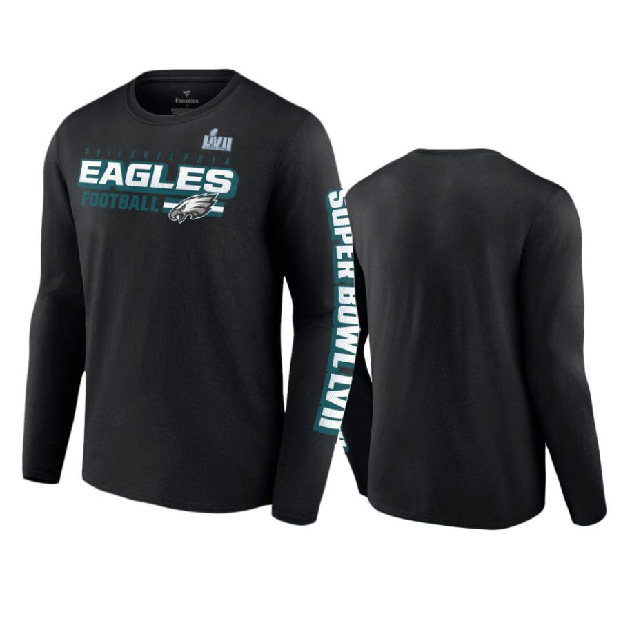 eagles black super bowl lvii star trail long sleeve t shirt