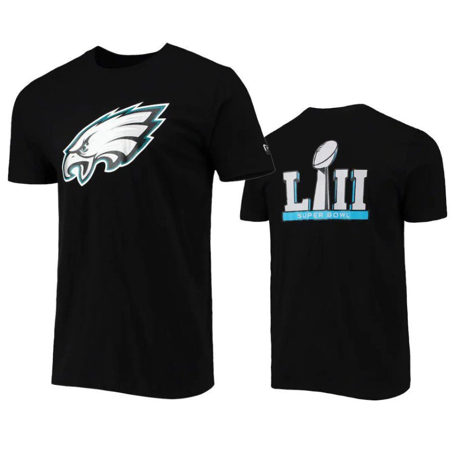 eagles black team logo super bowl lii t shirt