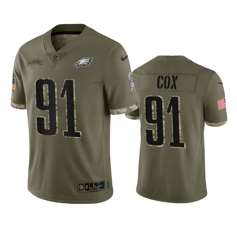 eagles fletcher cox 2022 salute to service olive jersey