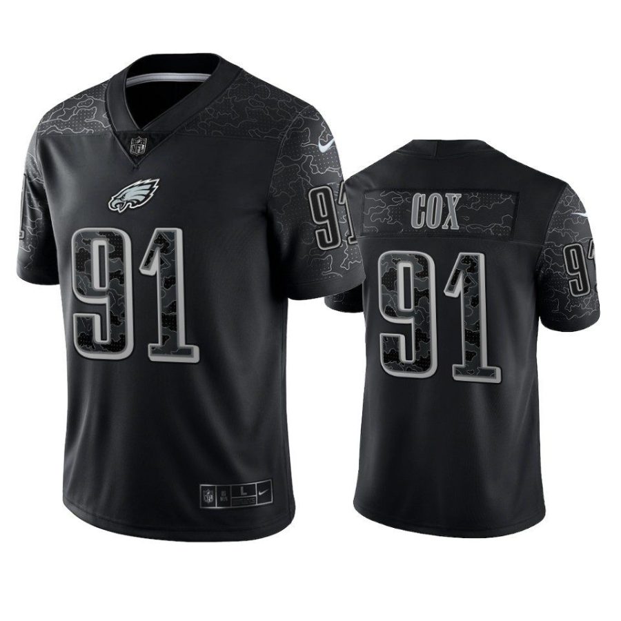 eagles fletcher cox black reflective limited jersey