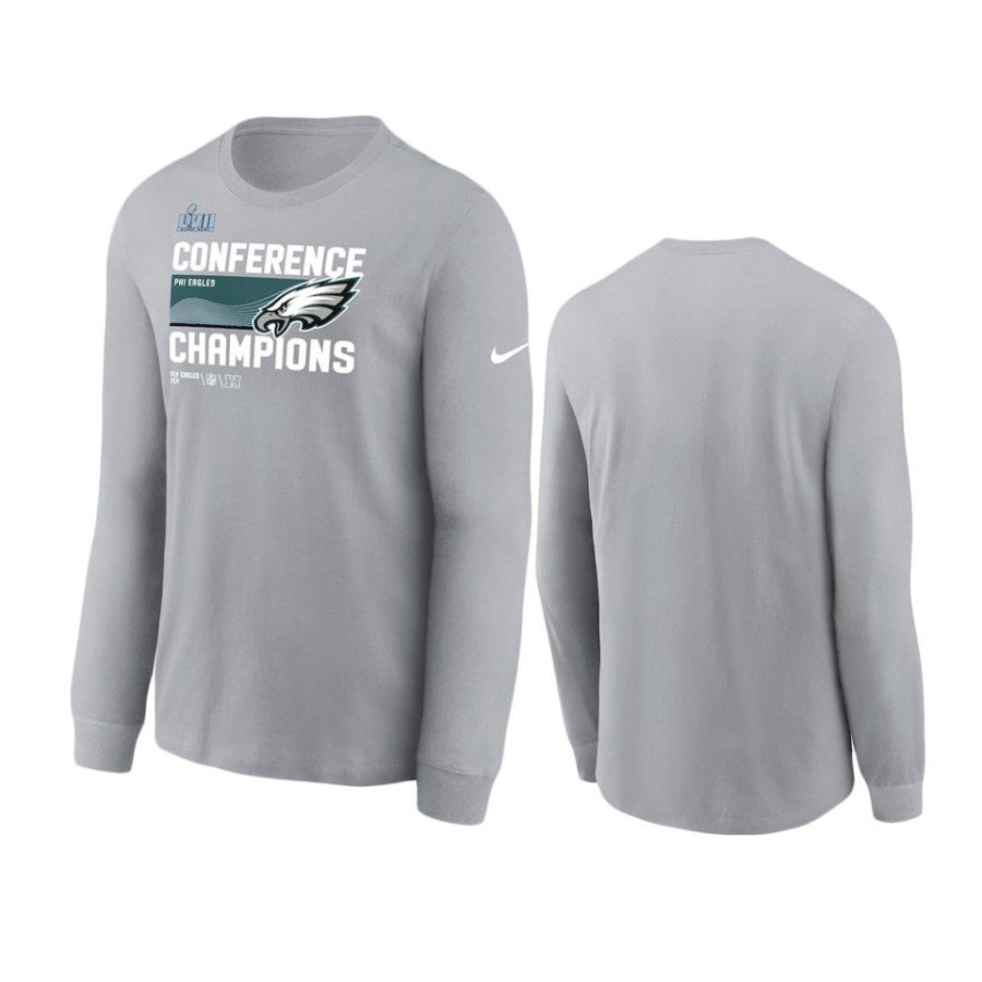 eagles gray 2022 nfc champions locker room long sleeve t shirt