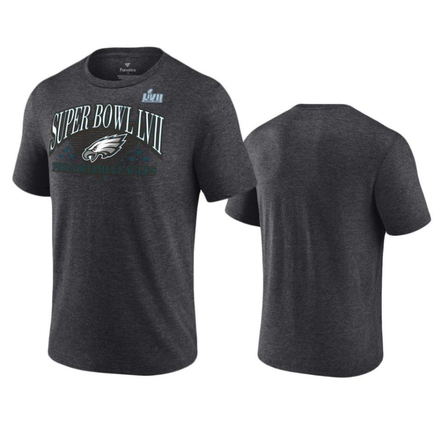 eagles heather charcoal super bowl lvii triangle strategy t shirt