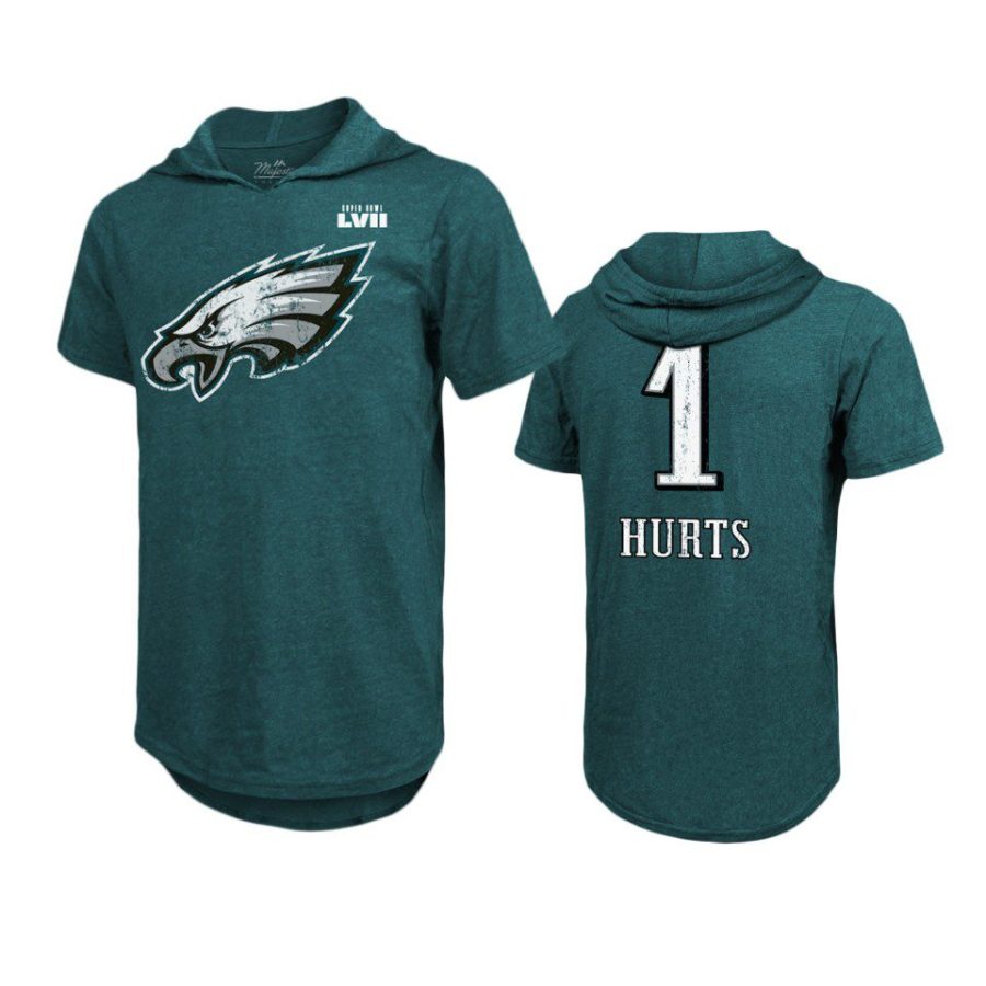 eagles jalen hurts midnight green super bowl lvii tri blend t shirt