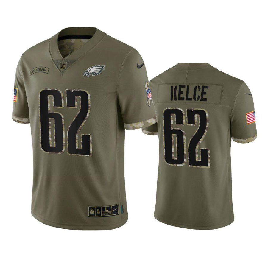 eagles jason kelce 2022 salute to service olive jersey