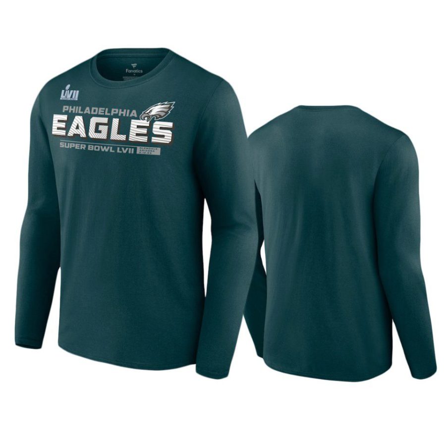 eagles midnight green super bowl lvii vivid striations long sleeve t shirt