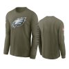 eagles olive 2022 salute to service long sleeve t shirt