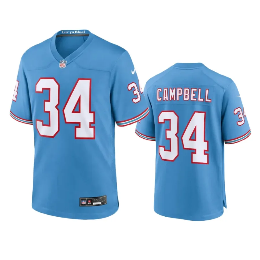 earl campbell titans light blue oilers throwback game jersey