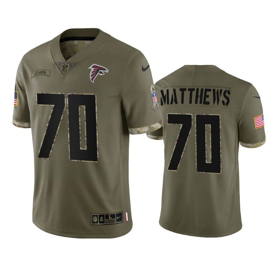 falcons jake matthews olive limited 2022 salute to service jersey