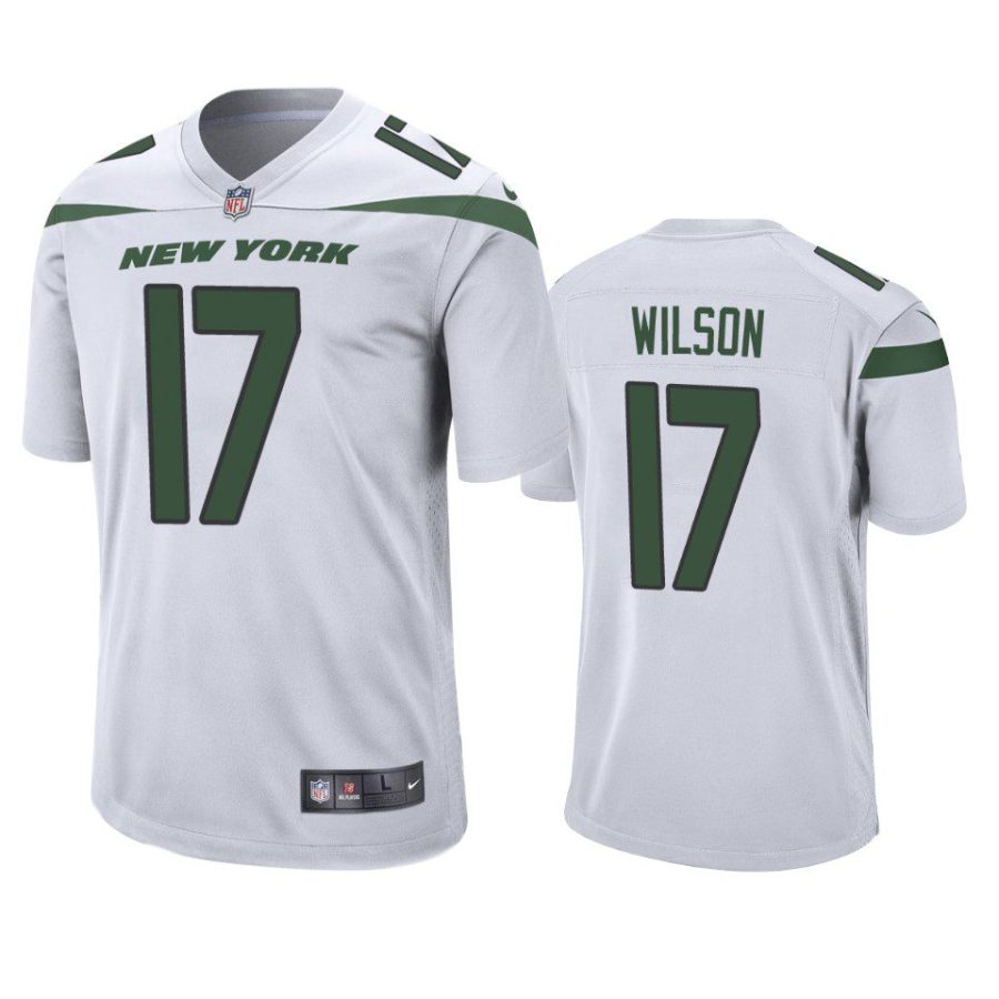 garrett wilson jets white game jersey