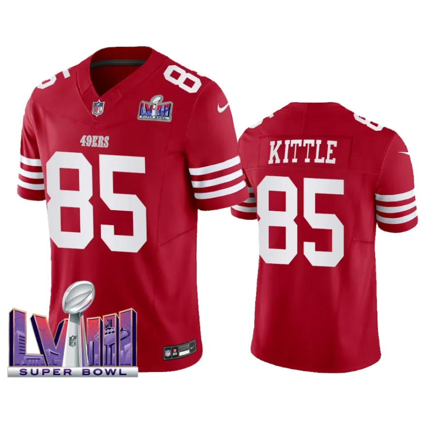 george kittle 49ers scarlet super bowl lviii vapor fuse jersey