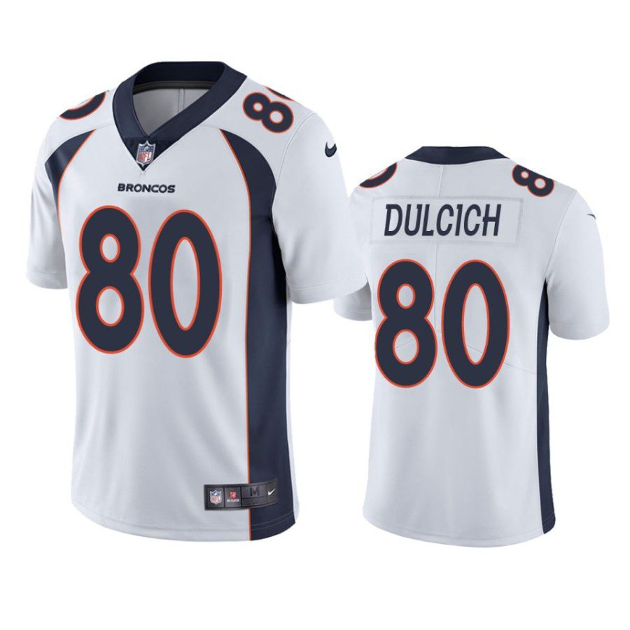 greg dulcich broncos white vapor jersey