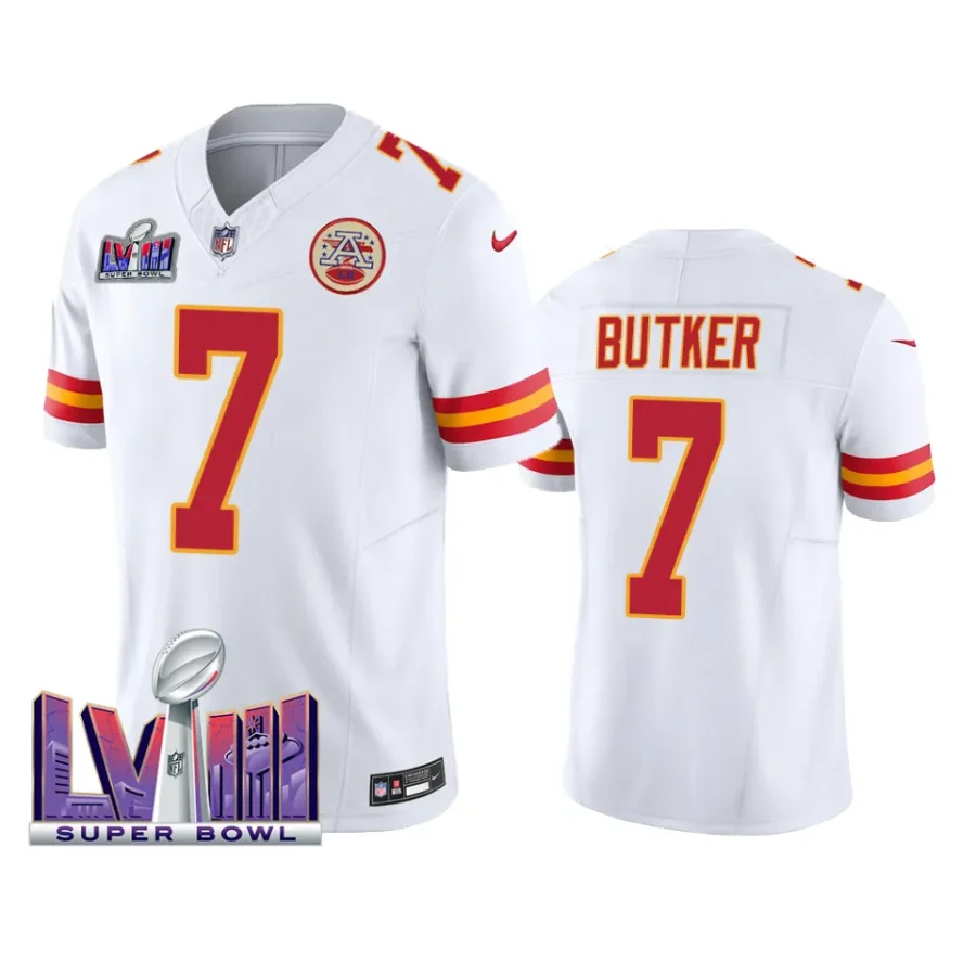 harrison butker chiefs jersey 2024 white vapor fuse super bowl lviii