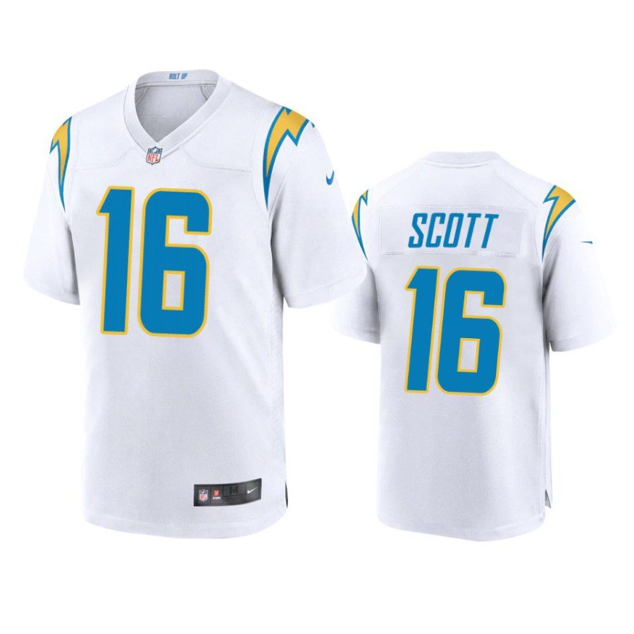 j.k. scott chargers white game jersey