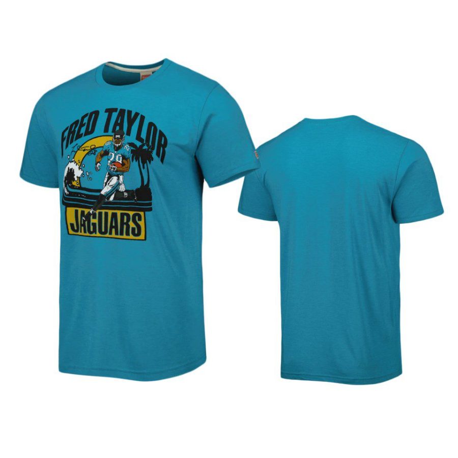 jaguars fred taylor teal caricature player homage t shirt