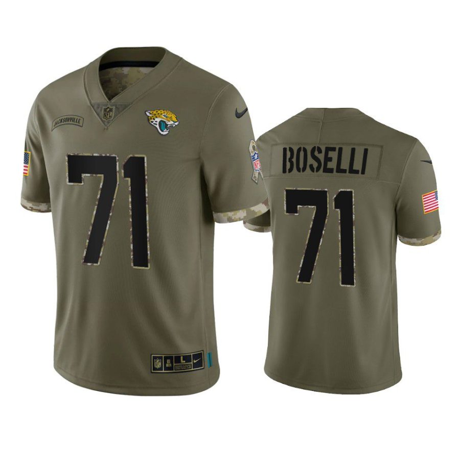 jaguars tony boselli olive limited 2022 salute to service jersey