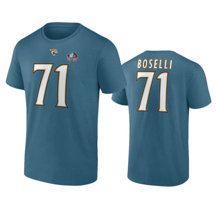 jaguars tony boselli teal hall of fame name number t shirt