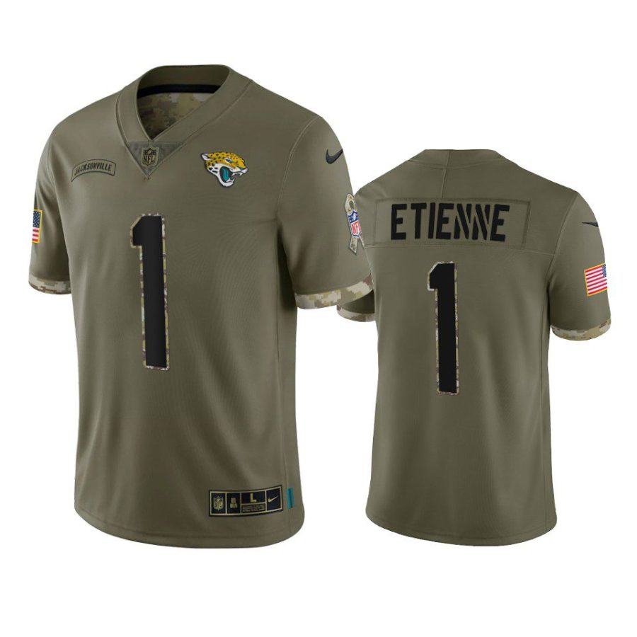 jaguars travis etienne olive limited 2022 salute to service jersey