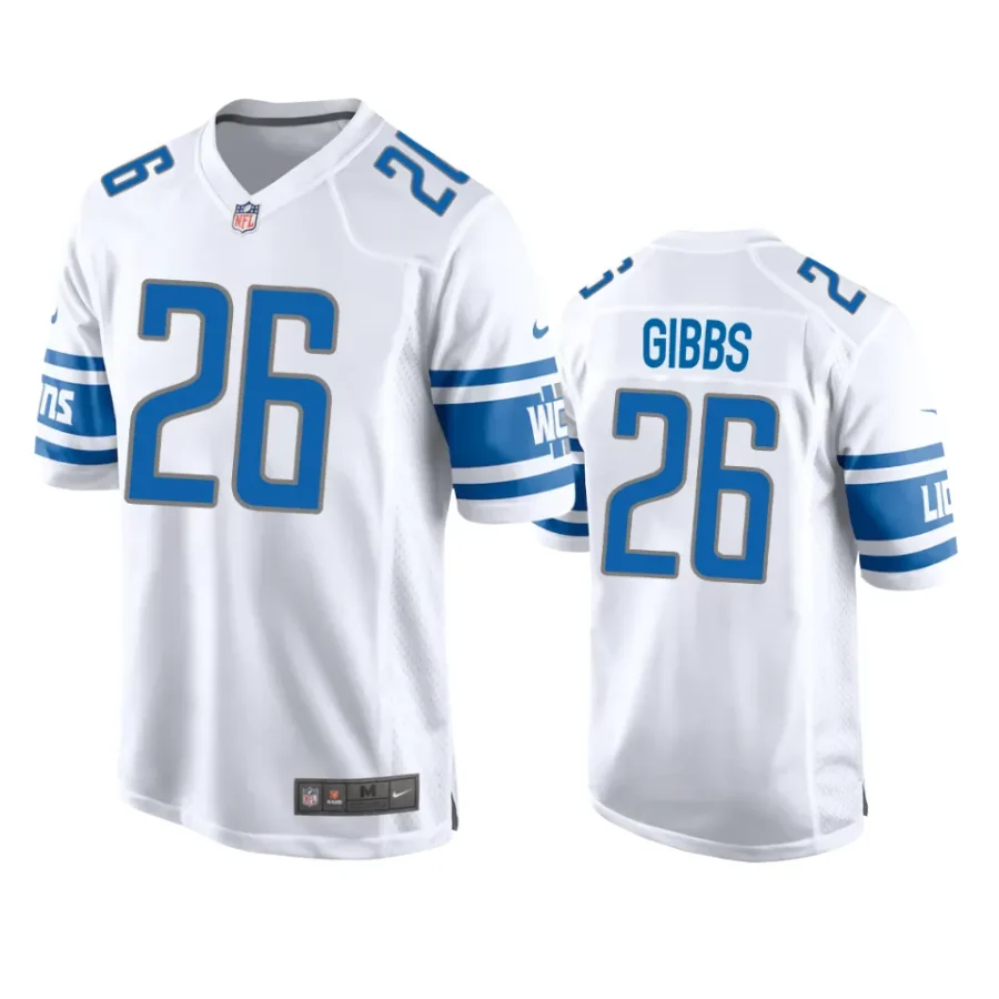 jahmyr gibbs lions white game jersey