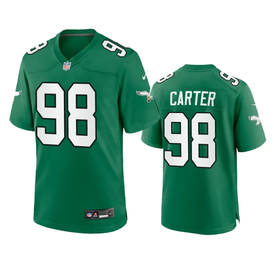 jalen carter eagles kelly green alternate game jersey