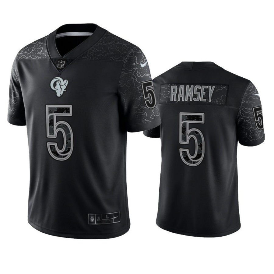 jalen ramsey rams black reflective limited jersey