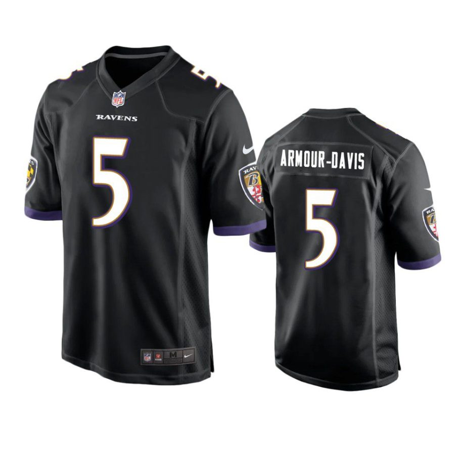 jalyn armour davis ravens black game jersey