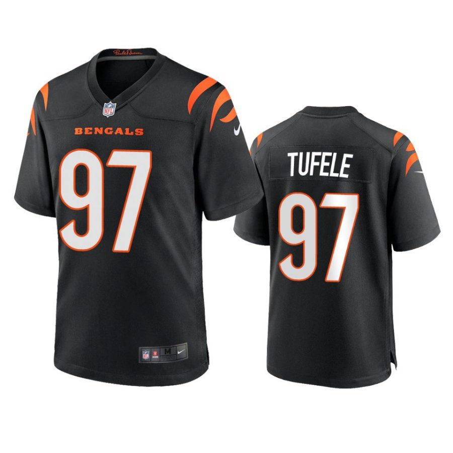 jay tufele bengals black game jersey