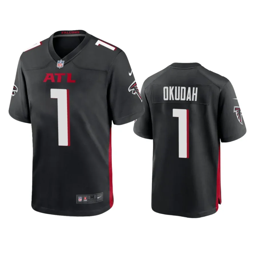 jeff okudah falcons black game jersey