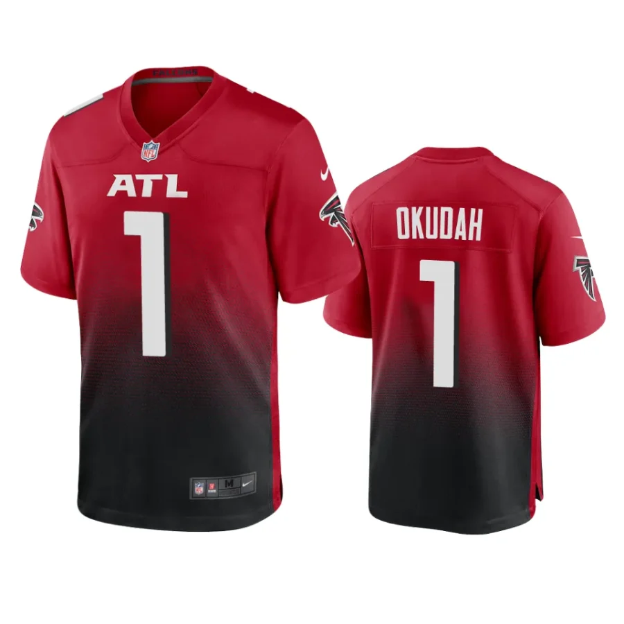 jeff okudah falcons red game jersey