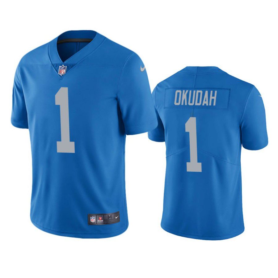 jeff okudah lions blue vapor jersey