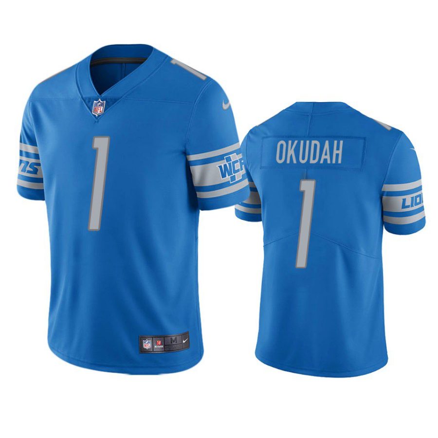 jeff okudah lions light blue vapor jersey