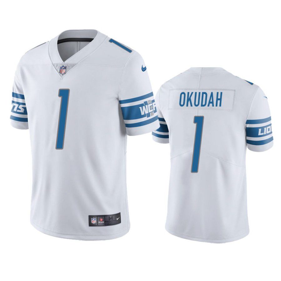 jeff okudah lions white vapor jersey