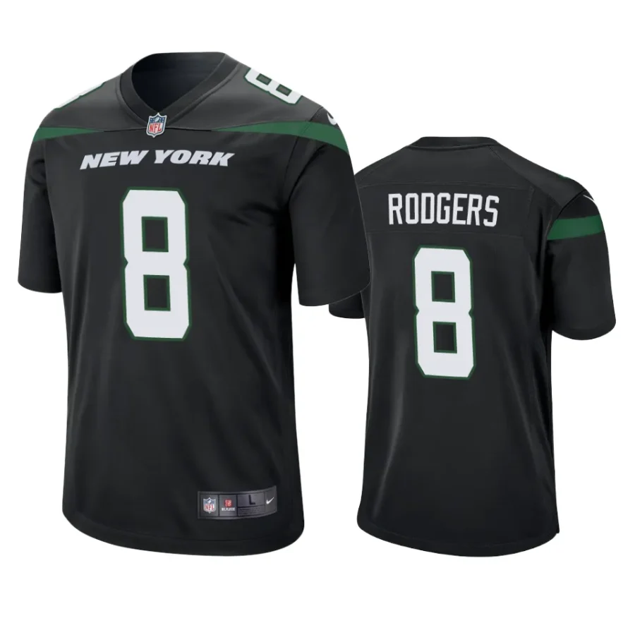jets aaron rodgers game black jersey